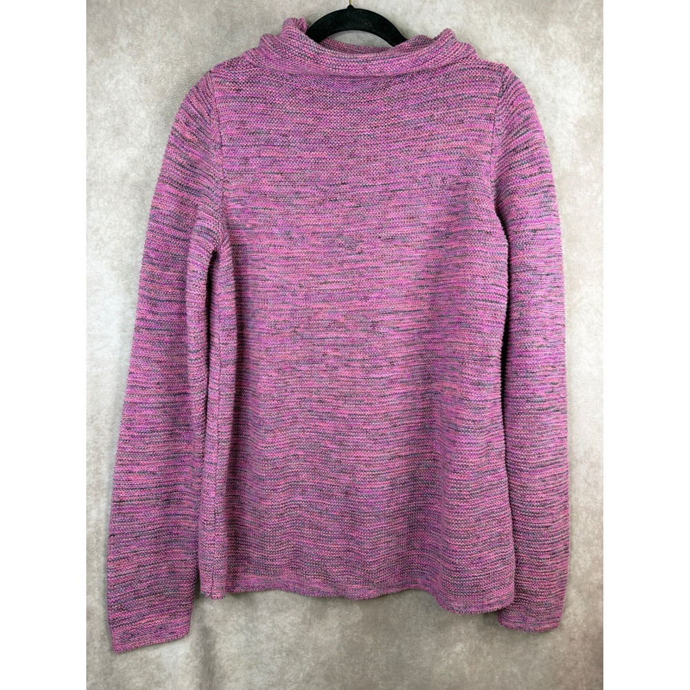 J. Jill Sweater Women Medium Tall Pink Space Dye Funnel Neck Cotton Blend Knit